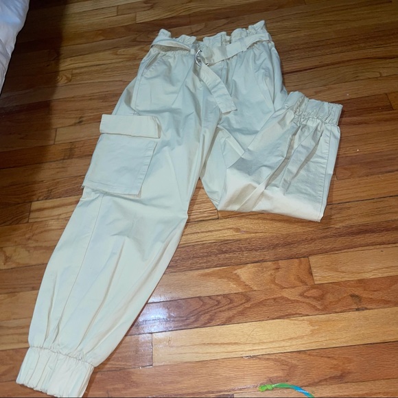 NWT BP Ivory Dove Paper Bag Belted Elastic Waist Pants - Picture 10 of 12